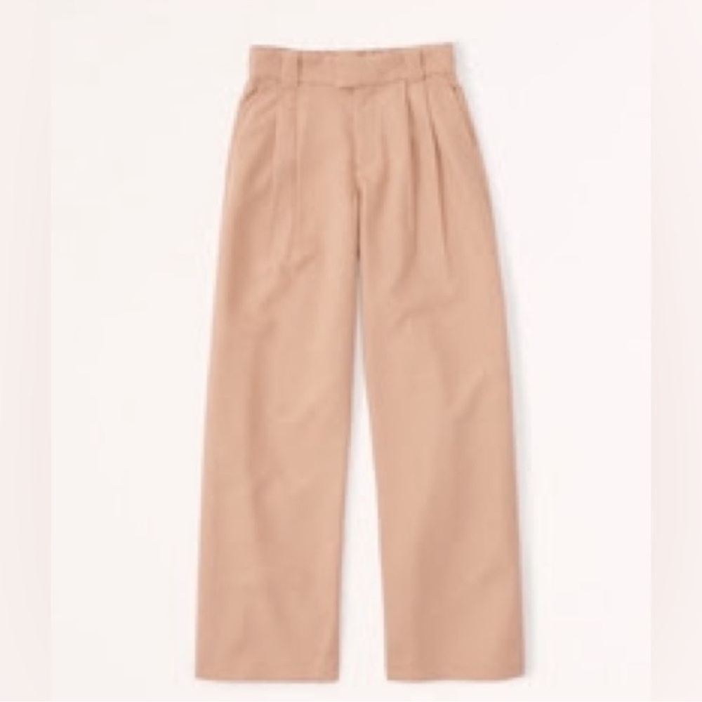 ABERCROMBIE & FITCH Tailored Relaxed Ultra-Wide Leg Pants Tan Trousers